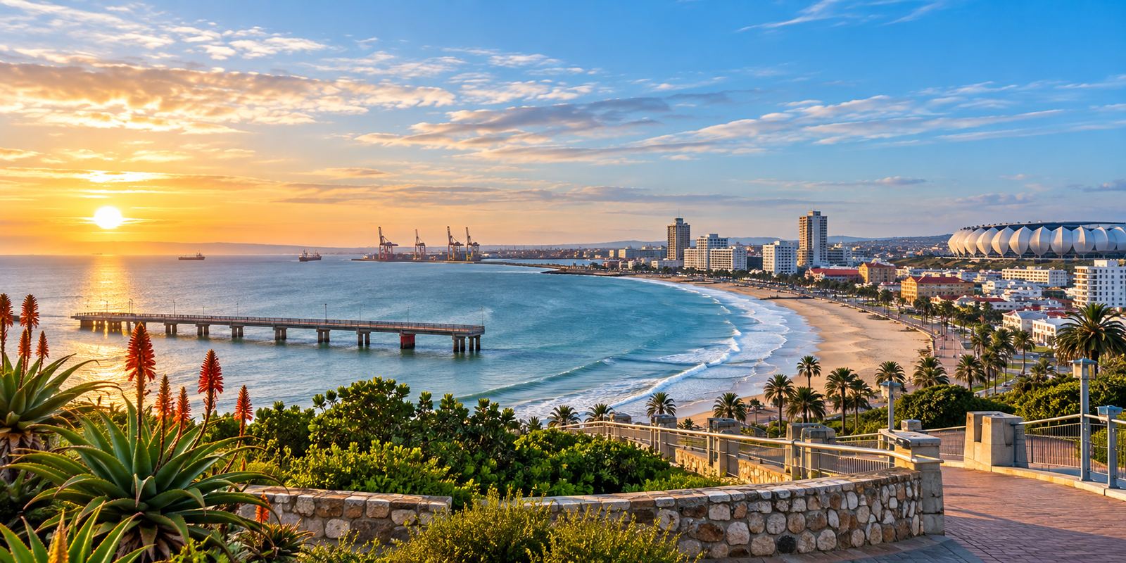Gqeberha coastline and harbour, where Masoluhle Growth Solutions is based